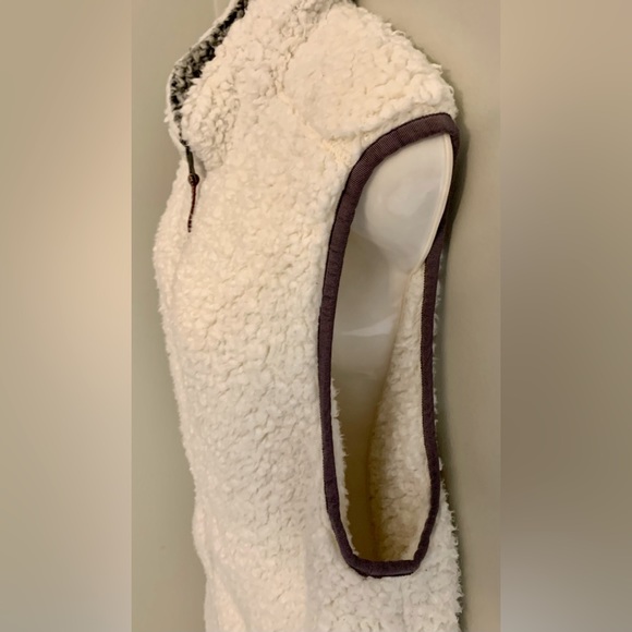 TRUE GRIT Sherpa Cream White zipper front Vest Women’s L Large Urban Outfitters - Picture 5 of 7